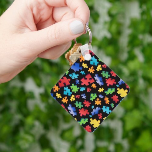 Autism Awareness Puzzle Pieces Keychain