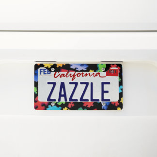 Autism Awareness Puzzle Pieces License Plate Frame