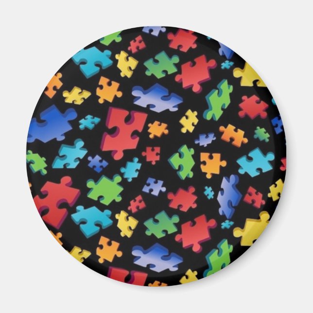 Autism Awareness Puzzle Pieces Magnet (Front)