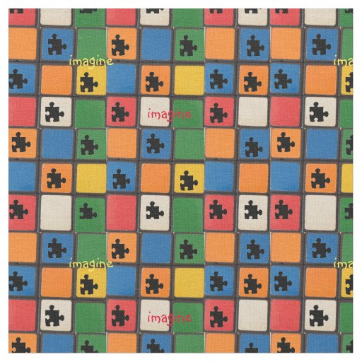 Autism Awareness Puzzle Pieces Mosaic Fabric