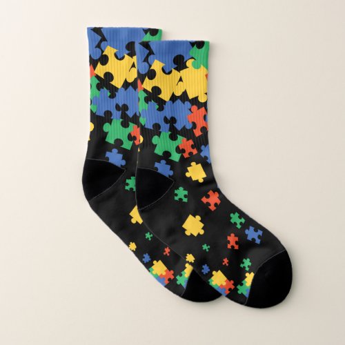 Autism Awareness Puzzle Pieces Socks