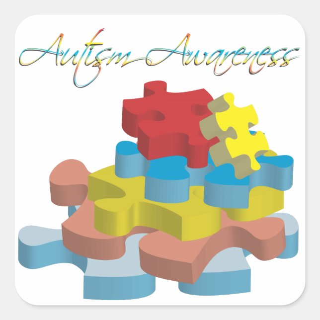 Autism Awareness Puzzle Pieces Sticker (Front)