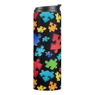 Autism Awareness Puzzle Pieces Thermal Tumbler