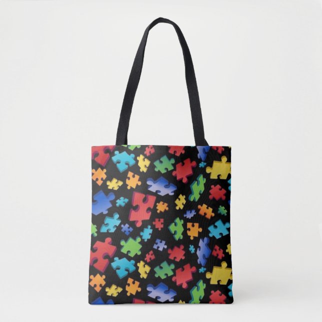 Autism Awareness Puzzle Pieces Tote Bag (Front)