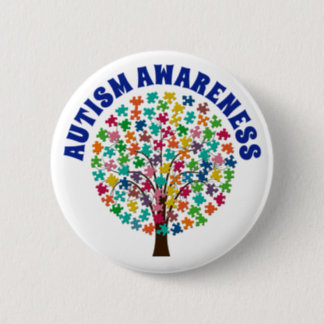 Autism Awareness Puzzle Pieces Tree Button