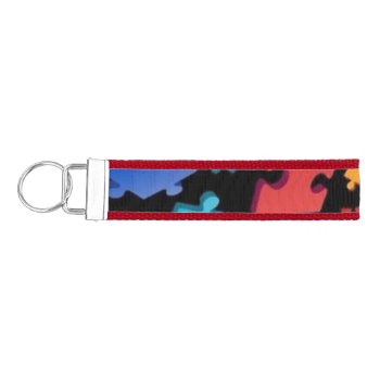 Autism Awareness Puzzle Pieces Wrist Keychain by DownNOutDesigns at Zazzle