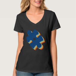 Autism Awareness Puzzle Retro Vintage Mom Dad Supp T-Shirt