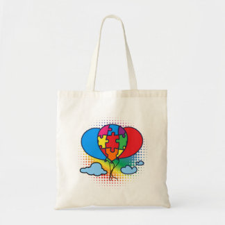 Autism Awareness Puzzle Ribbon Balloon Tote Bag