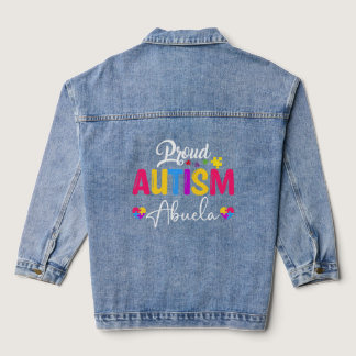 Autism Awareness Puzzle Ribbon  Proud Autism Abuel Denim Jacket