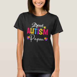 Autism Awareness Puzzle Ribbon Proud Autism Papou T-Shirt