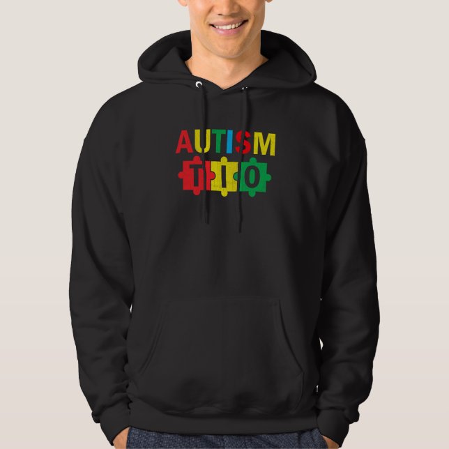 Autism Awareness Puzzle Ribbon Proud Autism Tio Hoodie (Front)