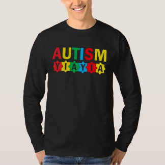 Autism Awareness Puzzle Ribbon Proud Autism Yiayia T-Shirt