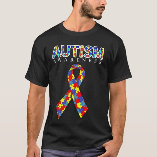 Autism Awareness Puzzle Ribbon T_Shirt