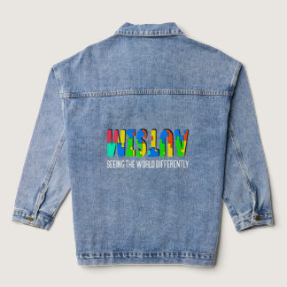 Autism Awareness Puzzle Seeing The World Different Denim Jacket