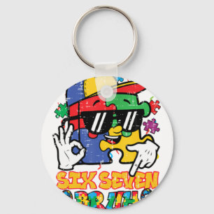 Autism Awareness Puzzle Six Seven Bru Keychain