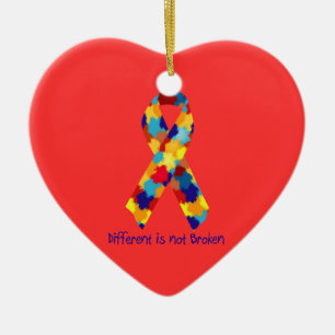 Autism Awareness Puzzle Support Ribbon Ceramic Ornament