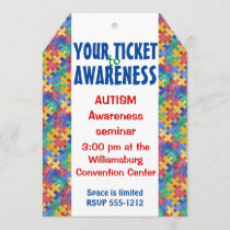 Autism Awareness puzzle ticket invitation