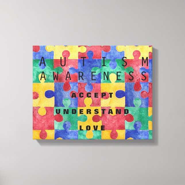 Autism Awareness puzzle wrapped canvas Print (Front)