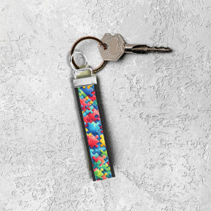Autism Awareness Puzzle Wrist Keychain