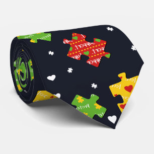 Autism Awareness Puzzles Pattern Neck Tie