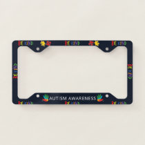 Autism Awareness Puzzles Personalized Be Kind License Plate Frame