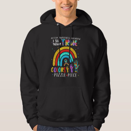 Autism Awareness Rainbow I See Your True Colors Pu Hoodie