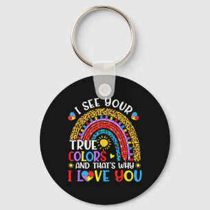 Autism Awareness Rainbow I See Your True Colors Pu Keychain