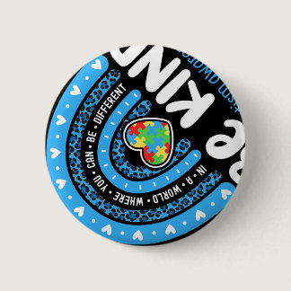 Autism Awareness Rainbow In April We Wear Blue Rib Button