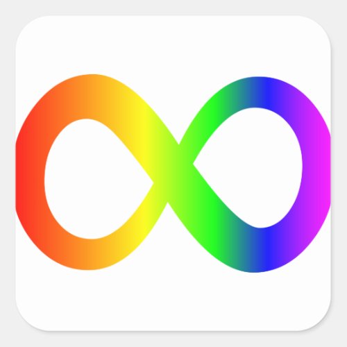 Autism Awareness Rainbow Infinity Symbol Square Sticker