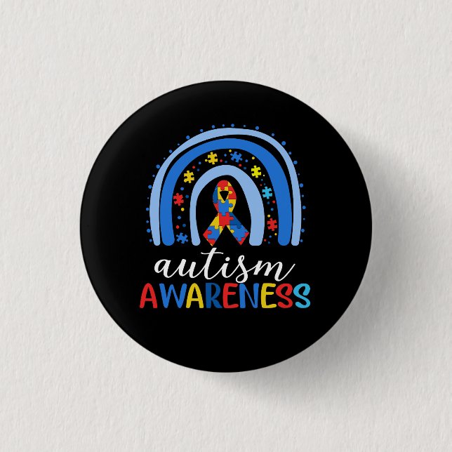 Autism Awareness Rainbow Puzzle Autism Awareness M Button (Front)