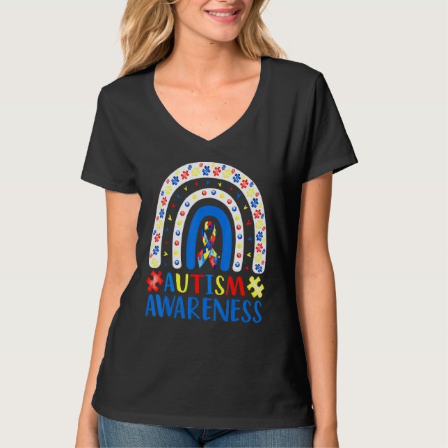 Autism Awareness Rainbow Puzzle Autism Awareness M T-Shirt (Front)