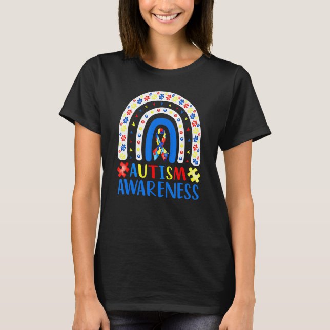 Autism Awareness Rainbow Puzzle Autism Awareness M T-Shirt (Front)