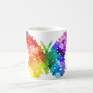 Autism Awareness Rainbow Puzzle Butterfly Coffee Mug