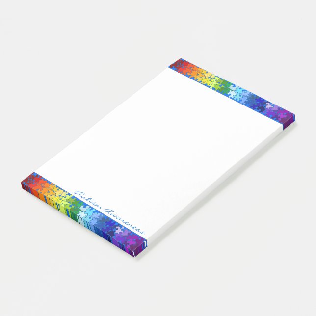 Autism Awareness Rainbow Puzzle Design Post-it Notes (Angled)