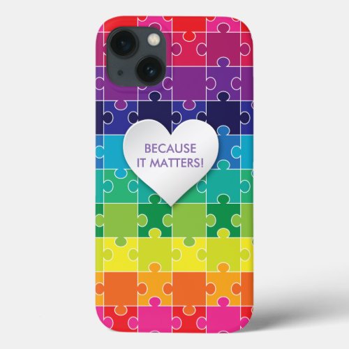 Autism Awareness Rainbow Puzzle Piece iPhone 13 Case