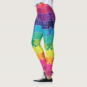 Autism Awareness Rainbow Puzzle Piece Leggings