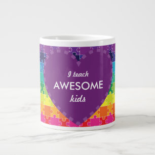 Autism Awareness Rainbow Puzzle Pieces Large Coffee Mug