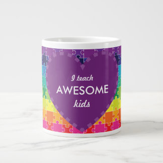 Autism Awareness Rainbow Puzzle Pieces Large Coffee Mug