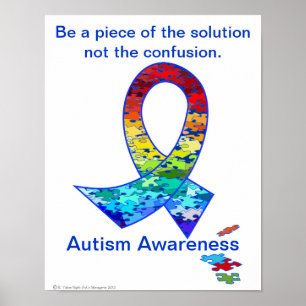 Autism Awareness Rainbow Puzzle Ribbon Poster