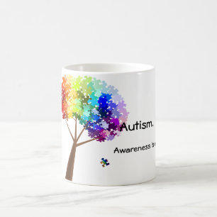 Autism Awareness Rainbow Puzzle Tree Coffee Mug