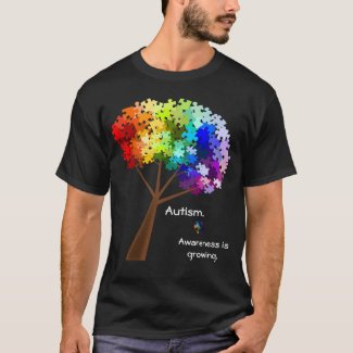 Autism Awareness Rainbow Puzzle Tree T-Shirt