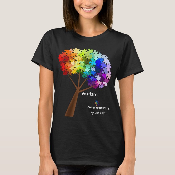 Autism Awareness Rainbow Puzzle Tree T-Shirt | Zazzle