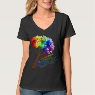 Autism Awareness Rainbow Puzzle Tree with Words T-Shirt