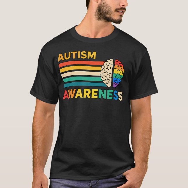 Autism Awareness Retro Brain Awareness For T-Shirt (Front)