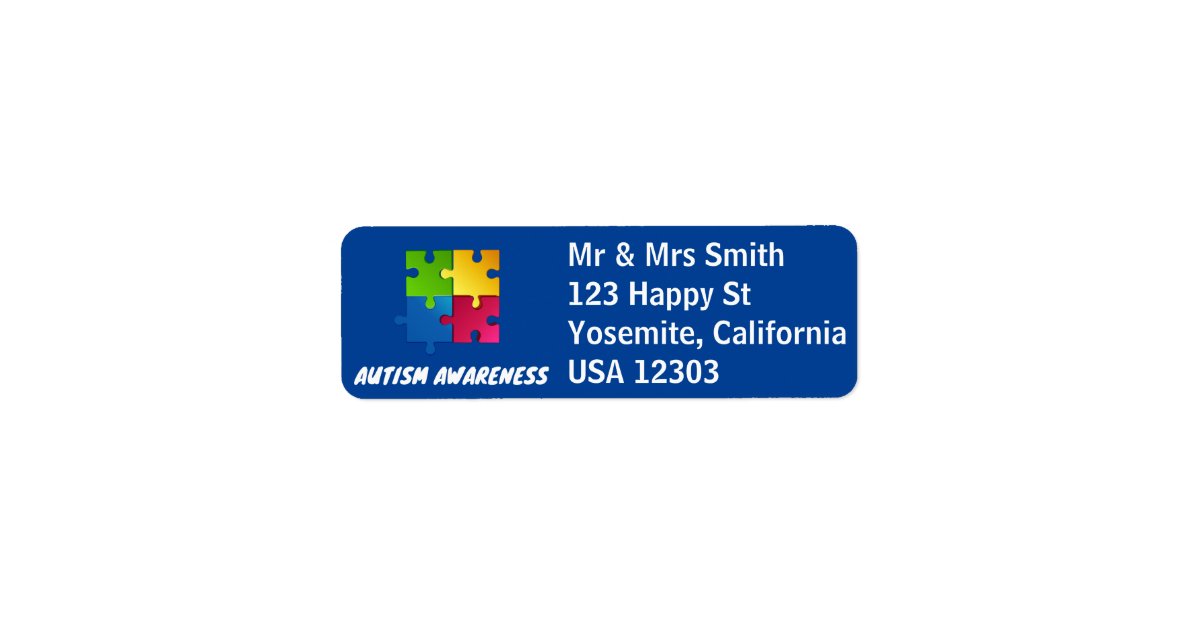 Autism Awareness Return Address Label in Blue | Zazzle