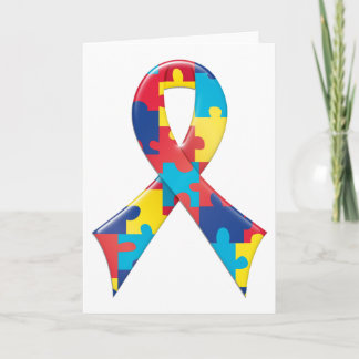 Autism Awareness Ribbon A4 Card