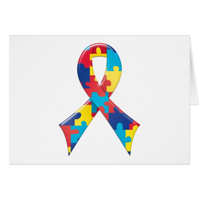 Autism Awareness Ribbon A4 Cards