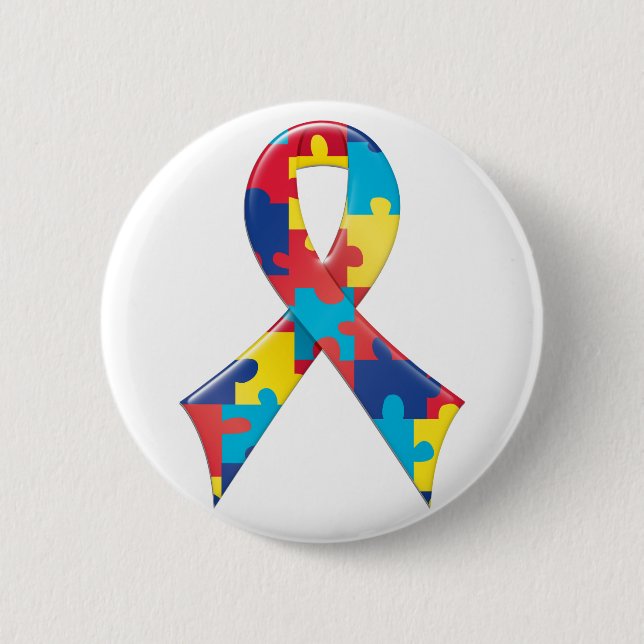 Autism Awareness Ribbon A4 Pinback Button (Front)