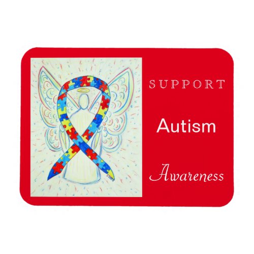 Autism Awareness Ribbon Angel Magnet