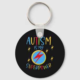 Autism Awareness Ribbon Boys Girls Kids Is My Supe Keychain